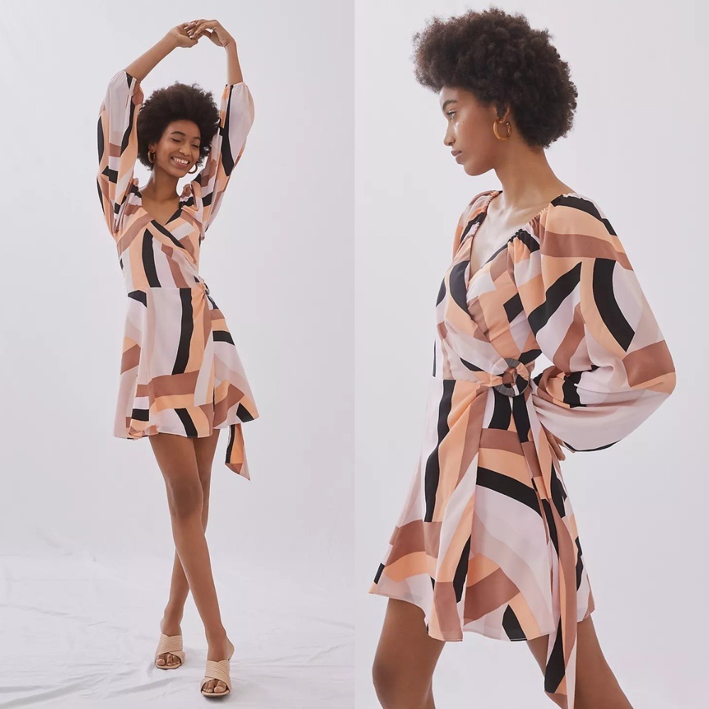 NWT Anthropologie Hutch Geo Wrap Mini Dress XLP XL Petite